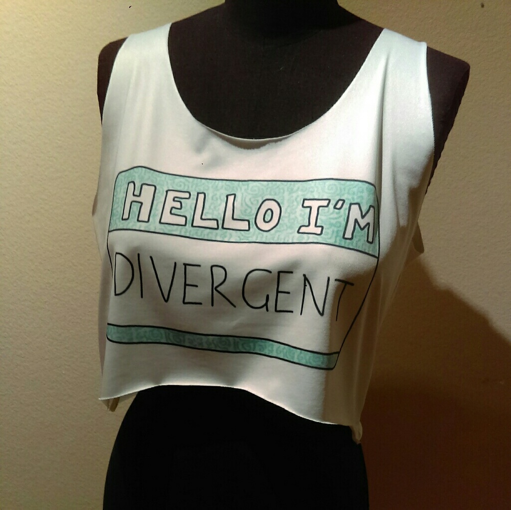 "Hello, I'm divergent" crop tank top